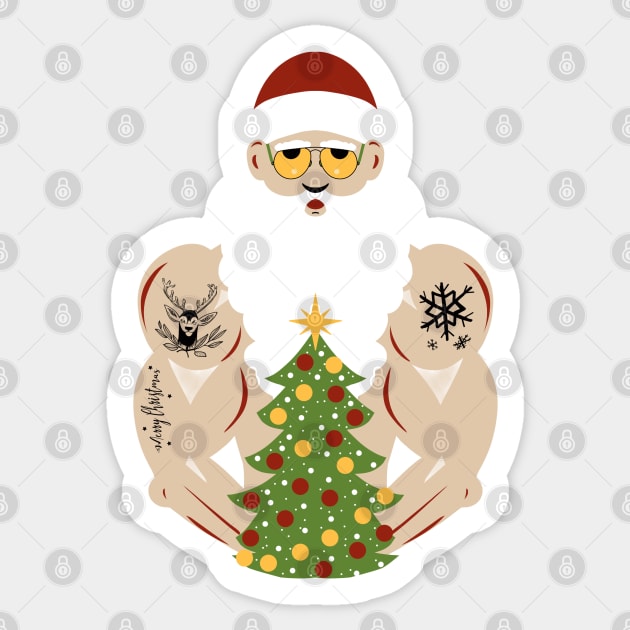 Père Noël musclé et tatoué Sticker by Mimie20